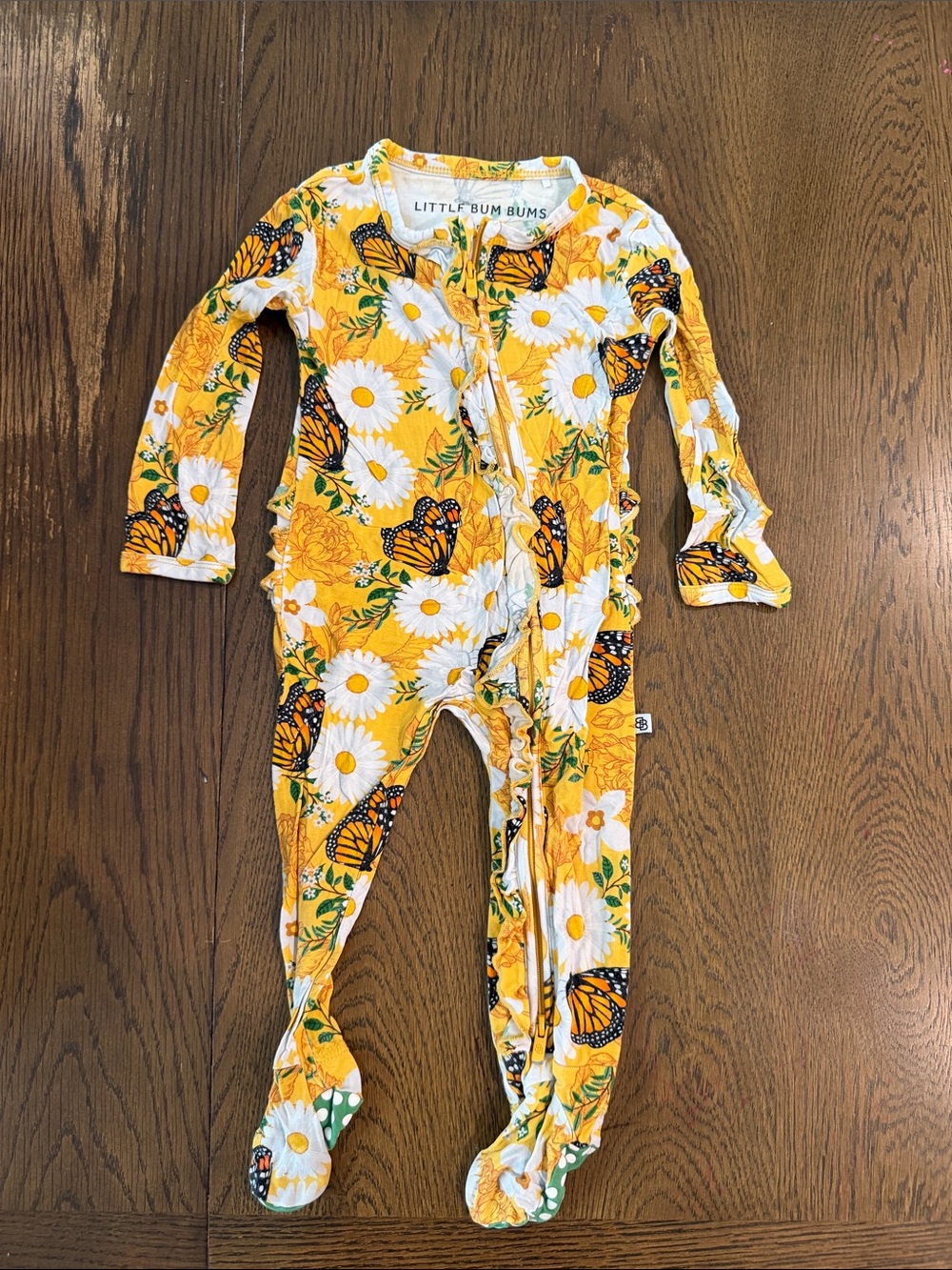 Little Bum Bums Yellow Daisy & Butterfly Footed One-Piece